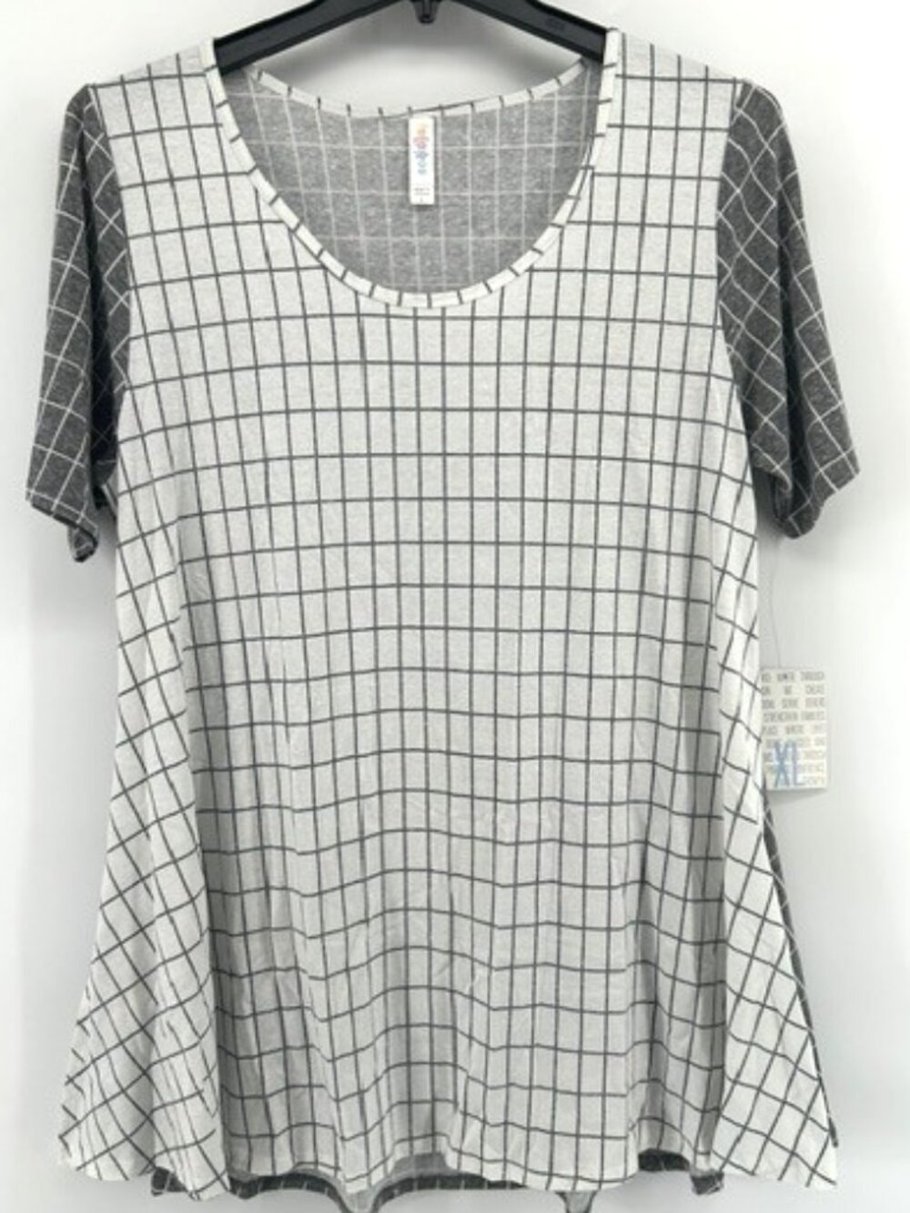 LuLaRoe Perfect T XL Plaid Windowpane Colorblock Baby Doll Tunic Top Bohemian